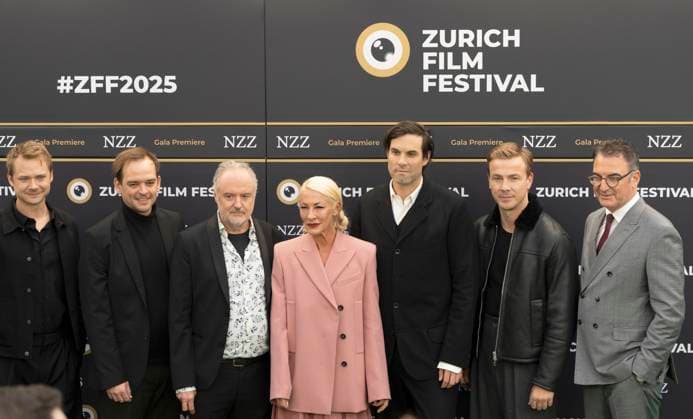 Sven Schelker, Martin Vischer, Stefan Haupt, Anne Walser, Maximilian Simonischek, Albrecht Schuch and Christian Jungen at the premiere of the feature film Stiller at the 21 Zurich Film Festival 2025 in the Kongresssaal Zurich, 28 09 2025 Foto:xA.xRaemyx xFuturexImagex stiller_5902