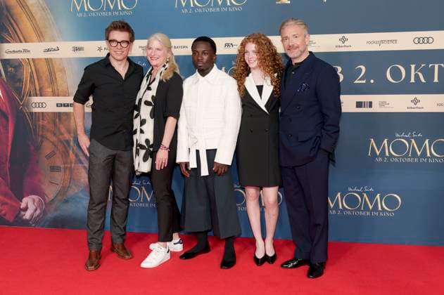 Christian Ditter, Judith Erber, Araloyin Oshunremi, Alexa Goodall and Martin Freeman at the premiere of the movie Momo at Mathäser Filmpalast Munich, 28 09 2025 Foto:xN.xKolinzx xFuturexImagex momo_5815