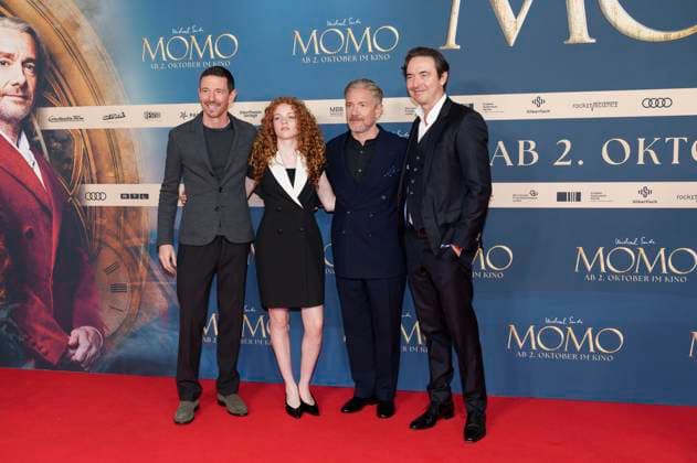 Oliver Berben, Alexa Goodall, Martin Freeman and Martin Bachmann at the premiere of the movie Momo at Mathäser Filmpalast Munich, 28 09 2025 Foto:xN.xKolinzx xFuturexImagex momo_5817