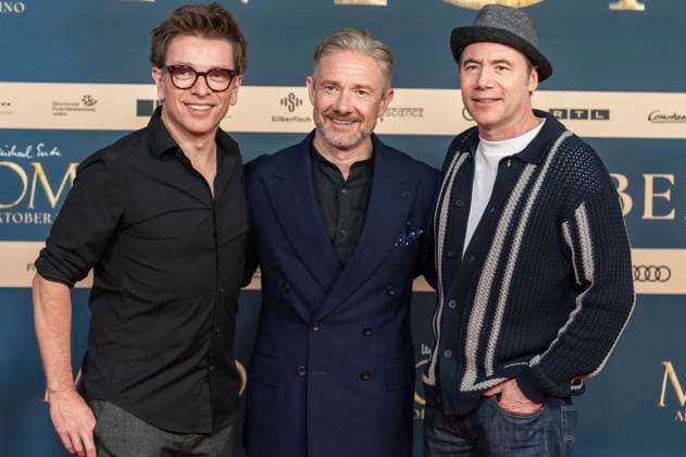 Christian Ditter, Martin Freeman and Michael Bully Herbig at the premiere of the movie Momo at Mathäser Filmpalast Munich, 28 09 2025 Foto:xN.xKolinzx xFuturexImagex momo_5877