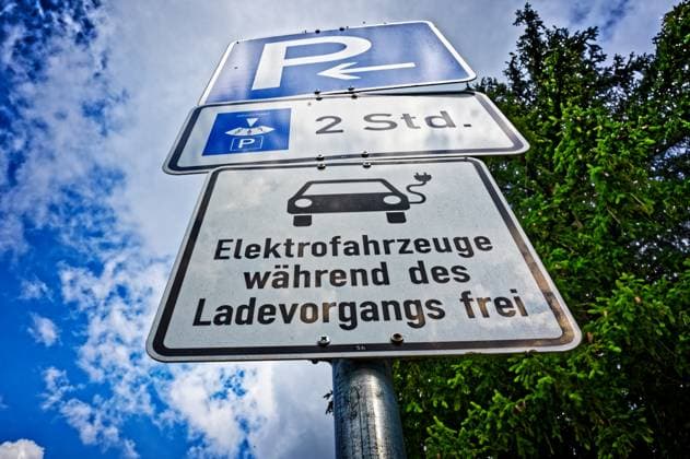Electromobility Parking lot for electric vehicles at the charging station Ruhpolding Bavaria Germany Copyright: xRolfxPossx