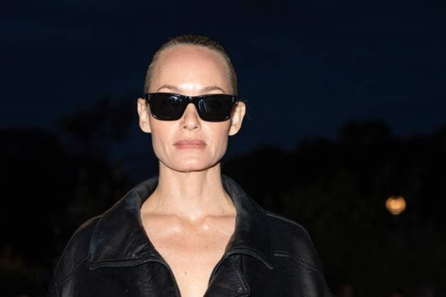 PFW Saint Laurent Front Row Amber Valletta attending the Saint Laurent Womenswear Spring Summer 2026 show as part of Paris Fashion Week in Paris, France on September 29, 2025. Photo by Aurore Marechal ABACAPRESS.COM Paris France  Copyright: xMarechalxAurore ABACAx
