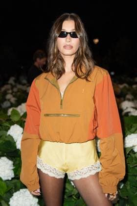 PFW Saint Laurent Front Row Hailey Bieber attending the Saint Laurent Womenswear Spring Summer 2026 show as part of Paris Fashion Week in Paris, France on September 29, 2025. Photo by Aurore Marechal ABACAPRESS.COM Paris France  Copyright: xMarechalxAurore ABACAx
