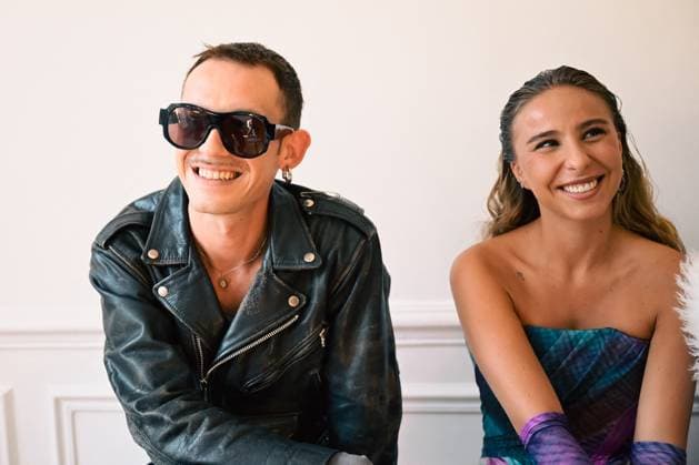 PFW - Weinsanto Front Row Vincent Pressiat (L) and Louise Ragot (R) attend the Weinsanto Womenswear Spring Summer 2026 show as part of Paris Fashion Week on September 29, 2025 in Paris, France. Photo by Jana Call me J ABACAPRESS.COM Paris Ile de France France  Copyright: xJanaxCallxmexJ ABACAx