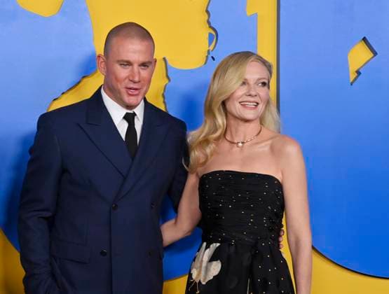 Cast members Channing Tatum (L) and Kirsten Dunst attend the premiere of the biographical motion picture crime drama Roofman at Paramount Pictures Studio in Los Angeles on Monday, September 29, 2025. Storyline: A charismatic criminal, while on the run from the police, hides on the roof of a toy store. There, he adopts a new identity and becomes involved with an employee, beginning a relationship as unlikely as it is risky.  LAP2025092927 JIMxRUYMEN