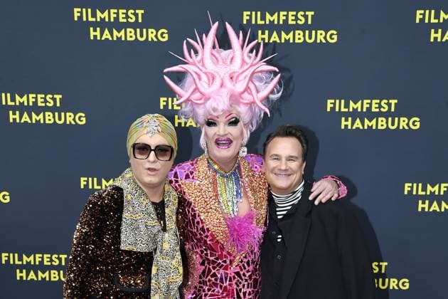 Julian F M Stoeckel, Olivia Jones and Guido Maria Kretschmer at the premiere of OLIVIA at the Filmfest Hamburg in Hamburg on 29 09 2025