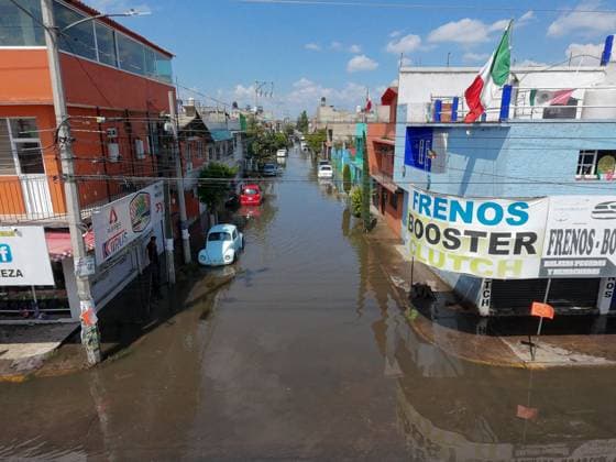 Flooding In Eastern Mexico City Due To Heavy Rains Aerial view of a flooded street due heavy torrential rains that affected Ciudad Nezahualcoyotl at east of Mexico City, on September 29, 2025, in Mexico City, Mexico. Mexico City CDMX Mexico Copyright: xCarlosxSantiagox