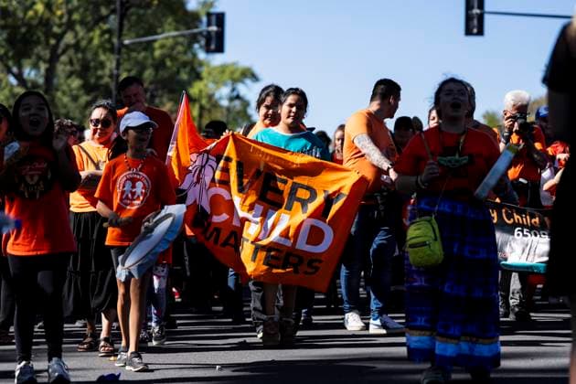 September 30, 2025, Montreal, Qc, Canada: People participate in National Day for Truth and Reconciliation, in Montreal on Tuesday, Sept. 30, 2025. Montreal Canada  - ZUMAc35_ 20250930_zaf_c35_062 Copyright: xChristopherxKatsarovx