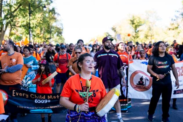 September 30, 2025, Montreal, Qc, Canada: People participate in National Day for Truth and Reconciliation, in Montreal on Tuesday, Sept. 30, 2025. Montreal Canada  - ZUMAc35_ 20250930_zaf_c35_067 Copyright: xChristopherxKatsarovx