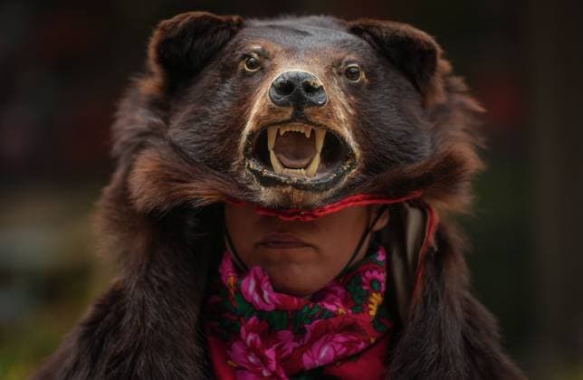 September 30, 2025, Vancouver, Bc, CANADA: Aileen Michel (L il Bear) prepares to perform a bear dance during a gathering to mark the National Day for Truth and Reconciliation, in Vancouver, on Tuesday, September 30, 2025. Vancouver CANADA  - ZUMAc35_ 20250930_zaf_c35_161 Copyright: xDarrylxDyckx