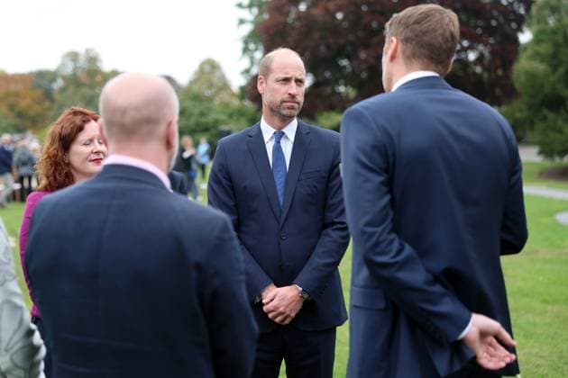 The Prince Of Wales Attends The Global Humanitarian Memorial Launch LONDON, ENGLAND - OCTOBER 01: Prince William, Prince of Wales speaks with humanitarian workers at the launch of the Global Humanitarian Memorial on October 01, 2025 in London, England. The memorial, which was created by Michael Landy and the Humanitarian Memorial Committee, celebrates humanitarians across the world and pays tribute to all those who have lost their lives whilst delivering humanitarian aid., Credit:Chris Jackson Avalon United Kingdom, England, London, Gunnersbury Park Museum  Copyright: xChrisxJacksonx xAvalonx 1042353184