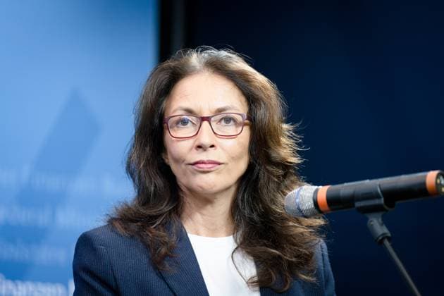 Stahlgespräch mit Betriebsräten und Gewerkschaften Bundesfinanzministerium, Berlin, Auftaktstatement, Vorsitzende DGB, Yasmin Fahimi Berlin Berlin GER *** Steel discussion with works councils and trade unions Federal Ministry of Finance, Berlin, Opening statement, Chairwoman DGB, Yasmin Fahimi Berlin Berlin GER