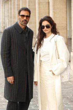PFW - Gabriela Hearst Photocall Arjun Rampal and Gabriella Demetriades attends the Gabriela Hearst Womenswear Spring Summer 2026 show as part of Paris Fashion Week in Paris, France on October 01, 2025. Photo by Jerome Domine ABACAPRESS.COM France  Copyright: xDominexJerome ABACAx