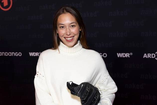Actress Malaya Stern TAKEDA mi , portrait, portrait, half figure, friendly, laughing, at the premiere of the ARD WDR TV series ,naked, at the Filmpalast Koeln, on 01 10 2025