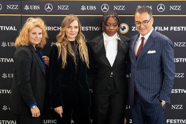 Reta Guetg, Hildur Guðnadottir, Nia DaCosta and Christian Jungen at the premiere of the Amazon Prime Video film Hedda at the 21 Zurich Film Festival 2025 in the Kongresssaal Zurich, 01 10 ,2025 Foto:xA.xRaemyx xFuturexImagex hedda_5002