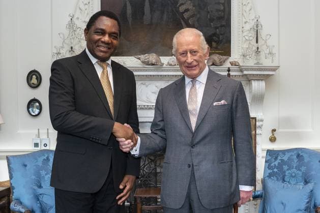 Audience at Dumfries House King Charles III during an audience with the President of the Republic of Zambia, Hakainde Hichilema, at Dumfries House in Cumnock, Scotland. Picture date: Thursday October 2, 2025., Credit:Jane Barlow Avalon UK, Cumnock  Copyright: xJanexBarlowx xAvalonx 1042751732