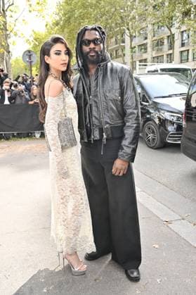 PFW Rabanne Outside Arrivals Milla Lapidus, Damso arriving at Rabanne show during Paris Fashion Week in Paris, France on October 2, 2025. Photo by Julien Reynaud APS-Medias ABACAPRESS.COM Paris France  Copyright: xReynaudxJulien APS-Medias ABACAx
