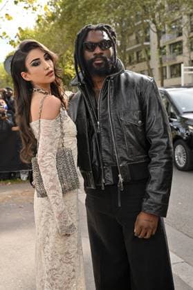 PFW Rabanne Outside Arrivals Milla Lapidus, Damso arriving at Rabanne show during Paris Fashion Week in Paris, France on October 2, 2025. Photo by Julien Reynaud APS-Medias ABACAPRESS.COM Paris France  Copyright: xReynaudxJulien APS-Medias ABACAx