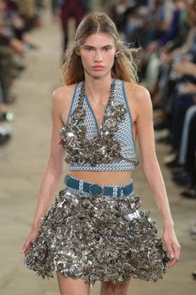 PFW - Rabanne Runway A model walks the runway during the Rabanne Womenswear Spring Summer 2026 show as part of Paris Fashion Week on October 02, 2025 in Paris, France. Photo by Alain-Gil Gonzalez ABACAPRESS.COM Paris France  Copyright: xGonzalezxAlain-Gil ABACAx