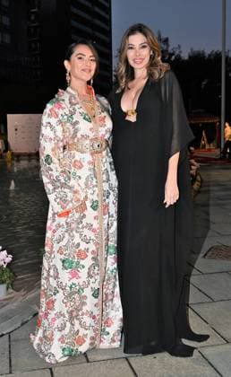 Milan, Italy Il Filo del Coraggio fashion show event dedicated to women against violence by the Italian-Moroccan designer Hnia Harrati at the Fontana e Rocce of Palazzo Lombardia during Fashion Week. Celebrities, institutions and associations are present. In the photo: Rajae Bezzaz, Aida Yespica  Copyright: xNickxZonnax xipa-agency.netx xNickxZonnax IPA_Agency_IPA66058157