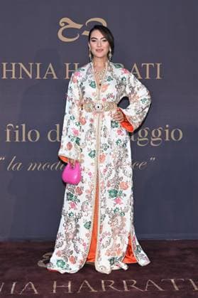 Milan, Italy Il Filo del Coraggio fashion show event dedicated to women against violence by the Italian-Moroccan designer Hnia Harrati at the Fontana e Rocce of Palazzo Lombardia during Fashion Week. Celebrities, institutions and associations are present. In the photo: Rajae Bezzaz  Copyright: xNickxZonnax xipa-agency.netx xNickxZonnax IPA_Agency_IPA66058161