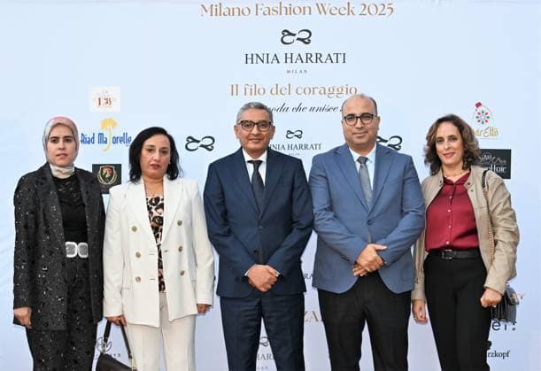 Milan, Italy Il Filo del Coraggio fashion show event dedicated to women against violence by the Italian-Moroccan designer Hnia Harrati at the Fontana e Rocce of Palazzo Lombardia during Fashion Week. Celebrities, institutions and associations are present. In the photo: personalities from the consulates.  Copyright: xNickxZonnax xipa-agency.netx xNickxZonnax IPA_Agency_IPA66058167