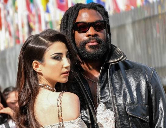 PFW - Paco Rabanne Outside Arrivals Milla Lapidus and William Kalubi aka Damso at Paco Rabanne show during the Womenswear Spring Summer 2026 as part of Paris Fashion Week on October 2, 2025 in Paris, France. Photo by Robin Psaila ABACAPRESS.COM Paris France  Copyright: xPsailaxRobin ABACAx