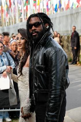 PFW - Paco Rabanne Outside Arrivals Milla Lapidus and William Kalubi aka Damso at Paco Rabanne show during the Womenswear Spring Summer 2026 as part of Paris Fashion Week on October 2, 2025 in Paris, France. Photo by Robin Psaila ABACAPRESS.COM Paris France  Copyright: xPsailaxRobin ABACAx