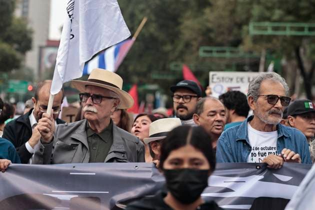 October 2, 2025, Mexico, Cdmx, Mexico: The year 1968 was marked by an unforgettable event: the Plaza de las Tres in Tlatelolco witnessed a student rally protesting disagreements with the government over the organization of the Olympics in Mexico. During the protest, flares of light were seen in the sky, alerting the military and police of the time to begin the Student Massacre. Today, 57 years after this event, thousands of students, groups of disappeared persons, and members of the 68 student movement gathered in the Plaza de las Tres Culturas to march toward Mexico City s Zocalo and commemorate the tragic anniversary of the Tlatelolco Massacre, demanding justice for all those victims who peacefully demonstrated and were killed for their - ZUMAp204 20251002_zip_p204_031 Copyright: xJosuexPerezx