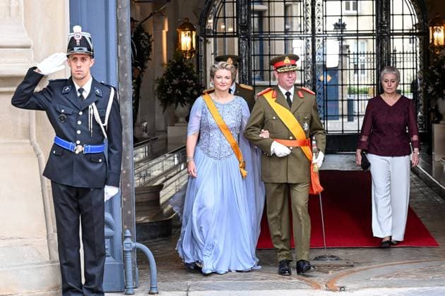 The Netherlands, 2025-10-03 10:54:04 LUXEMBOURG, 03-10-2025, Abdication of His Royal Highness Grand Duke Henri and the installation of His Royal Highness Hereditary Grand Duke Guillaume PHOTO: NLBeeld Patrick van EmstIn the photo: Grand Duke Guillaume of Luxembourg and Duchess StÃ phanie Credit: NL Beeld Patrick van Emst  Copyright: xx x