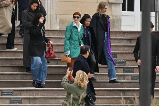 PFW Loewe Outside Arrivals Britt Lower arriving at Loewe show during Paris Fashion Week in Paris, France on October 3, 2025. Photo by Julien Reynaud APS-Medias ABACAPRESS.COM Paris France  Copyright: xReynaudxJulien APS-Medias ABACAx