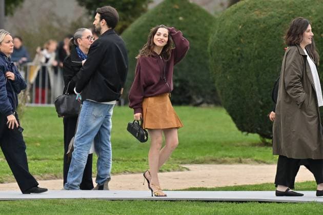 PFW Loewe Outside Arrivals Marie Colomb arriving at Loewe show during Paris Fashion Week in Paris, France on October 3, 2025. Photo by Julien Reynaud APS-Medias ABACAPRESS.COM Paris France  Copyright: xReynaudxJulien APS-Medias ABACAx