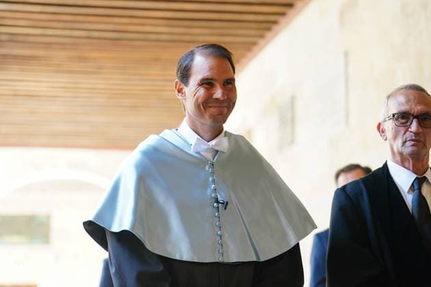 Rafael Nadal is invested doctor honoris causa by the University of Salamanca The tennis player Rafael Nadal during the ceremony of his investiture as doctor honoris causa by the University of Salamanca, on October 3, 2025, in Salamanca, Castilla y León Spain The sporting achievements, coupled with his human values such as discipline and teamwork, humility and simplicity, perseverance and spirit of self-improvement and commitment to excellence, have earned Rafa Nadal the majority support of the Governing Council and the Senate of Doctors of the University of Salamanca 03 OCTOBER 2025 Manuel Á Salamanca, Castilla Leon Salamanca, Castilla Leon Espana  Copyright: xManuelxÃngelxLayax 7000904