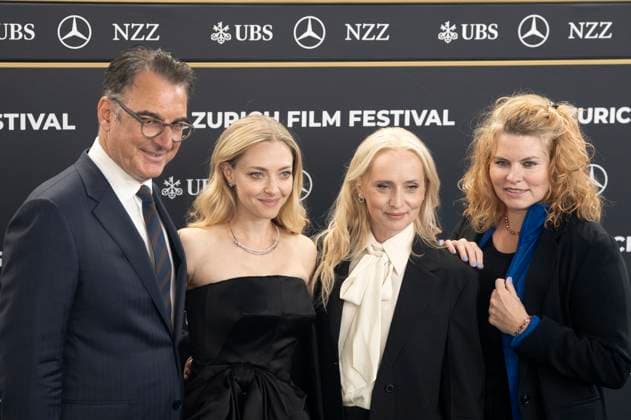 Christian Jungen, Amanda Seyfried, Mona Fastvold and Reta Guetg at the premiere of the feature film The Testament of Ann Lee at the 21 Zurich Film Festival 2025 in the Kongresssaal Zurich, 03 10 2025 Foto:xA.xRaemyx xFuturexImagex testament_5001