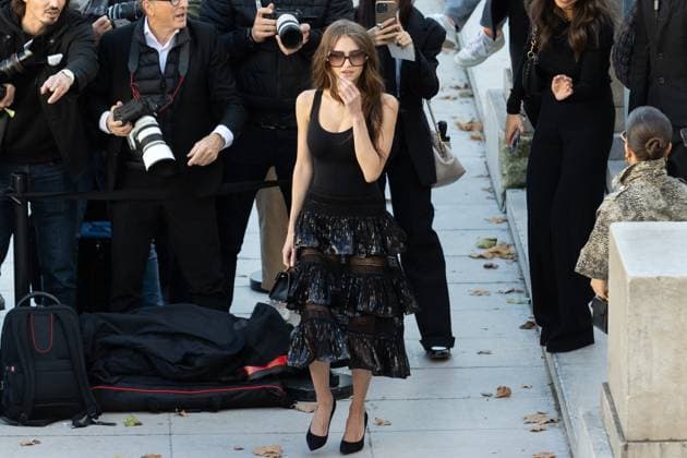 PFW - Elie Saab Womenswear Spring-Summer - Arrivals NB Leni Klum arriving at the Elie Saab Womenswear Spring-Summer 2026 show as part of Paris Fashion Week on October 04, 2025 in Paris, France. Photo by Nasser Berzane ABACAPRESS.COM Paris France  Copyright: xBerzanexNasser ABACAx