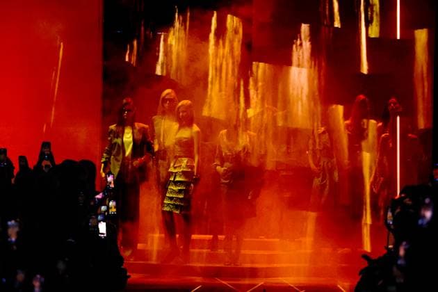 (251005) -- PARIS , Oct. 5, 2025 -- Models present creations from the ready-to-wear Spring Summer 2026 collections by Elie Saab during the Paris Fashion Week, in Paris, France, on Oct. 4, 2025. ( Handout via Xinhua) FRANCE-PARIS-FASHION WEEK-ELIE SAAB MeetEurope 