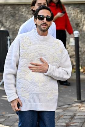 PFW Lacoste Outside Arrivals Adrien Brody arriving at Lacoste show during Paris Fashion Week in Paris, France on October 5, 2025. Photo by Julien Reynaud APS-Medias ABACAPRESS.COM Paris France  Copyright: xReynaudxJulien APS-Medias ABACAx