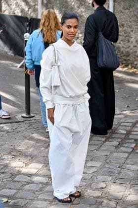 PFW Lacoste Outside Arrivals Tina Kunakey arriving at Lacoste show during Paris Fashion Week in Paris, France on October 5, 2025. Photo by Julien Reynaud APS-Medias ABACAPRESS.COM Paris France  Copyright: xReynaudxJulien APS-Medias ABACAx