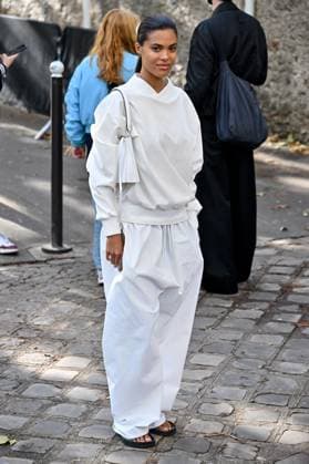 PFW Lacoste Outside Arrivals Tina Kunakey arriving at Lacoste show during Paris Fashion Week in Paris, France on October 5, 2025. Photo by Julien Reynaud APS-Medias ABACAPRESS.COM Paris France  Copyright: xReynaudxJulien APS-Medias ABACAx
