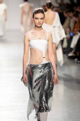 Runway Niccolo Pasqualetti Womenswear - PFW A model mannequin walks the runway during the Niccolò Pasqualetti Womenswear Spring Summer 2026 show as part of Paris Fashion Week on October 5, 2025 in Paris, France. Photo by Alexis Jumeau ABACAPRESS.COM Paris France  Copyright: xJumeauxAlexis ABACAx