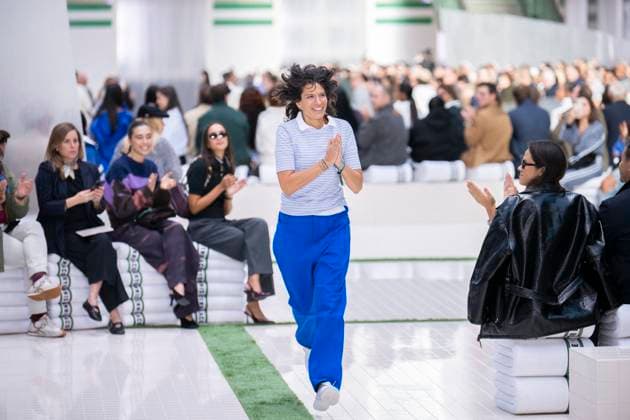 PFW - Lacoste Runway Greek-US fashion designer Pelagia Kolotouros acknowledges the audience following the presentation of her creations by Lacoste for the Women Ready-to-wear Spring-Summer 2026 collection as part of the Paris Fashion Week, in Paris on October 5, 2025. Photo by Eliot Blondet ABACAPRESS.COM Paris France France  Copyright: xBlondetxEliot ABACAx