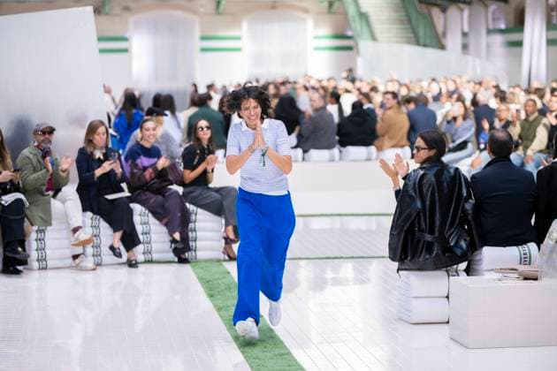 PFW - Lacoste Runway Greek-US fashion designer Pelagia Kolotouros acknowledges the audience following the presentation of her creations by Lacoste for the Women Ready-to-wear Spring-Summer 2026 collection as part of the Paris Fashion Week, in Paris on October 5, 2025. Photo by Eliot Blondet ABACAPRESS.COM Paris France France  Copyright: xBlondetxEliot ABACAx