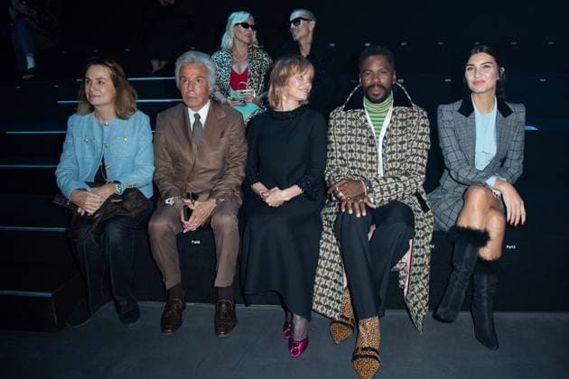 PFW Valentino Front Row Giancarlo Giammetti, Pamela Anderson, Colman Domingo and Tuba Buyukustun attending the Valentino Womenswear Spring Summer 2026 show as part of Paris Fashion Week in Paris, France on October 05, 2025. Photo by Aurore Marechal ABACAPRESS.COM Paris France  Copyright: xMarechalxAurore ABACAx