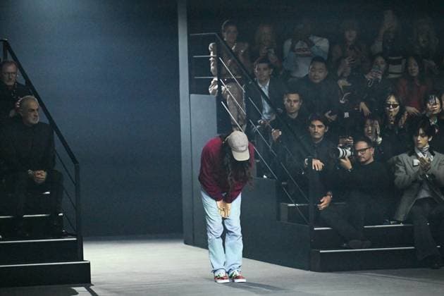PFW Valentino Runway Designer Alessandro Michele makes an appearance on the runway during the Valentino Womenswear Spring Summer 2026 show as part of Paris Fashion Week in Paris, France on October 05, 2025. Photo by Aurore Marechal ABACAPRESS.COM Paris France  Copyright: xMarechalxAurore ABACAx