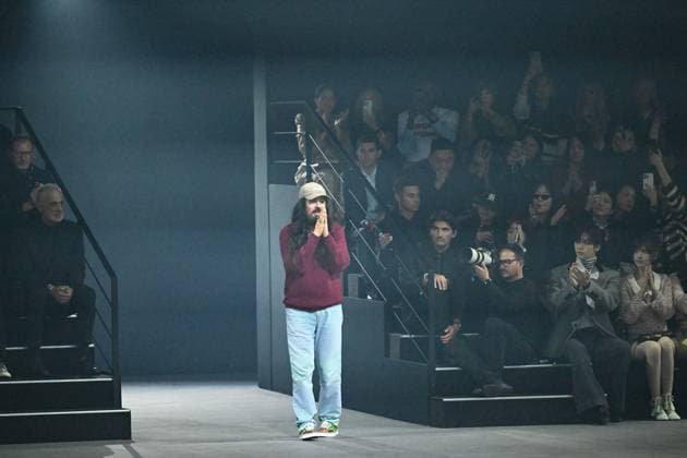 PFW Valentino Runway Designer Alessandro Michele makes an appearance on the runway during the Valentino Womenswear Spring Summer 2026 show as part of Paris Fashion Week in Paris, France on October 05, 2025. Photo by Aurore Marechal ABACAPRESS.COM Paris France  Copyright: xMarechalxAurore ABACAx