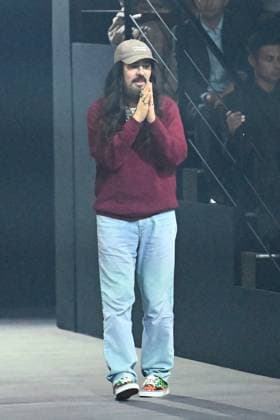 PFW Valentino Runway Designer Alessandro Michele makes an appearance on the runway during the Valentino Womenswear Spring Summer 2026 show as part of Paris Fashion Week in Paris, France on October 05, 2025. Photo by Aurore Marechal ABACAPRESS.COM Paris France  Copyright: xMarechalxAurore ABACAx