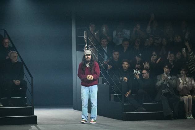 PFW Valentino Runway Designer Alessandro Michele makes an appearance on the runway during the Valentino Womenswear Spring Summer 2026 show as part of Paris Fashion Week in Paris, France on October 05, 2025. Photo by Aurore Marechal ABACAPRESS.COM Paris France  Copyright: xMarechalxAurore ABACAx