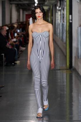 (251006) -- PARIS, Oct. 6, 2025 -- A model presents creations from the ready-to-wear Spring Summer 2026 collections by Jean Paul Gaultier during the Paris Fashion Week in Paris, France, on Oct. 5, 2025. ( Handout via Xinhua) FRANCE-PARIS-FASHION WEEK-JEAN PAUL GAULTIER MeetEurope 