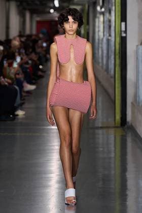 (251006) -- PARIS, Oct. 6, 2025 -- A model presents creations from the ready-to-wear Spring Summer 2026 collections by Jean Paul Gaultier during the Paris Fashion Week in Paris, France, on Oct. 5, 2025. ( Handout via Xinhua) FRANCE-PARIS-FASHION WEEK-JEAN PAUL GAULTIER MeetEurope 