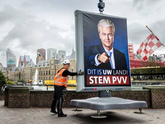 THE HAGUE - A PVV election billboard will be placed on the Lange Vijverberg in the run-up to the upcoming parliamentary elections. ANP REMKO DE WAAL netherlands out - belgium out  Copyright: xx x538540591x originalFilename: 538540591.jpg
